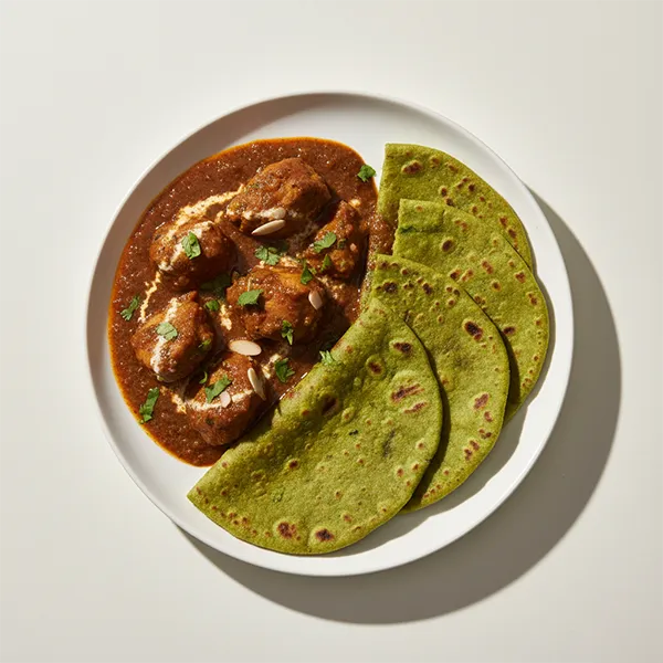 Dum ka Murgh with palak roti